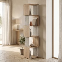 Βιβλιοθήκη Cubik pakoworld sonoma- γκρι μπεζ οψη μαρμάρου 35x30x161εκ c545398