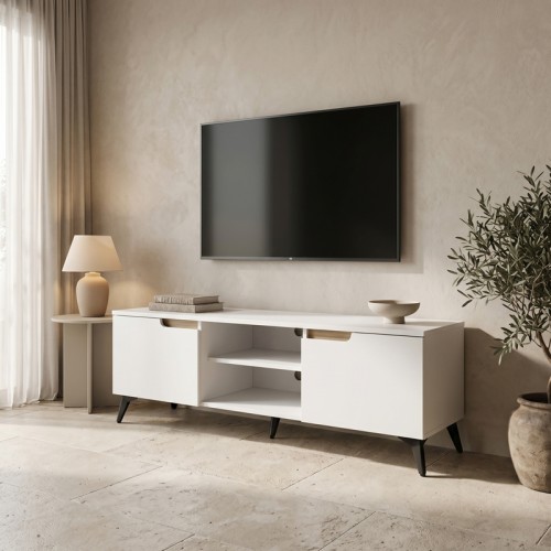 Έπιπλο τηλεόρασης Kemvio pakoworld sonoma-λευκό 150x38x44εκ c545401