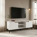 Έπιπλο τηλεόρασης Kemvio pakoworld sonoma-λευκό 120x38x44εκ c545402