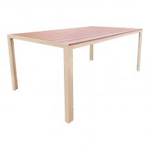 Τραπέζι Nares pakoworld αλουμίνιο cappuccino-plywood σε φυσική απόχρωση 140x80x72 5εκ c545408