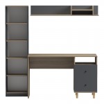 Σύνθεση γραφείου Kontor pakoworld sonoma-ανθρακί 120x50x160εκ c545410