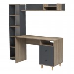 Σύνθεση γραφείου Kontor pakoworld sonoma-ανθρακί 120x50x160εκ c545410