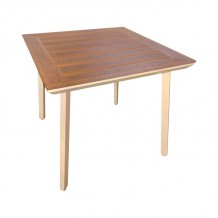 Τραπέζι Synergy pakoworld αλουμίνιο cappuccino-plywood σε φυσική απόχρωση 80x80x74εκ c545413