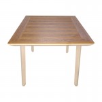 Τραπέζι Synergy pakoworld αλουμίνιο cappuccino-plywood σε φυσική απόχρωση 80x80x74εκ c545413