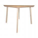 Τραπέζι Synergy pakoworld αλουμίνιο cappuccino-plywood σε φυσική απόχρωση 80x80x74εκ c545413