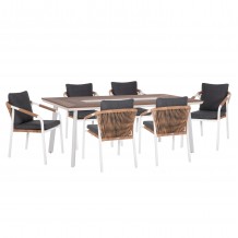 ΣΕΤ ΤΡΑΠΕΖΑΡΙΑΣ 7ΤΜΧ MAERLY HM10826 01 ΑΛΟΥΜΙΝΙΟ ΛΕΥΚΟ--POLYWOOD--ΓΚΡΙ ΜΑΞΙΛΑΡΙΑ c545425