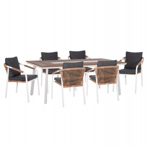 ΣΕΤ ΤΡΑΠΕΖΑΡΙΑΣ 7ΤΜΧ MAERLY HM10826 01 ΑΛΟΥΜΙΝΙΟ ΛΕΥΚΟ--POLYWOOD--ΓΚΡΙ ΜΑΞΙΛΑΡΙΑ c545425