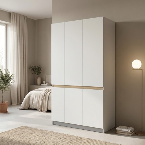 Ντουλάπα τρίφυλλη Merzia pakoworld sonoma-λευκό 120x46 5x183εκ c545468