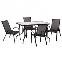 ΣΕΤ ΤΡΑΠΕΖΑΡΙΑΣ 5ΤΜΧ ADAM HM10896 03 ΤΡΑΠΕΖΙ 120x70εκ 4 ΠΟΛΥΘΡΟΝΕΣ--ΜΑΥΡΟ c545473