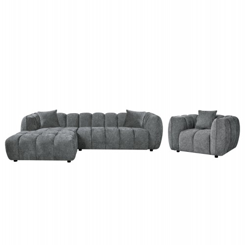 ΣΕΤ ΚΑΝΑΠΕΣ ΓΩΝΙΑ ΑΡΙΣΤΕΡΗ -ΠΟΛΥΘΡΟΝΑ LOUNGE LYKKE HM10820 01L ΓΚΡΙ ΥΦΑΣΜΑ c545484