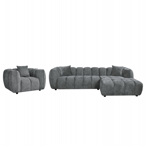 ΣΕΤ ΚΑΝΑΠΕΣ ΓΩΝΙΑ ΔΕΞΙΑ -ΠΟΛΥΘΡΟΝΑ LOUNGE LYKKE HM10820 01R ΓΚΡΙ ΥΦΑΣΜΑ c545486
