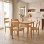Τραπεζαρία Dallan Country pakoworld 5τεμ σε φυσική απόχρωση rubberwood 120-150x80x74εκ c545559