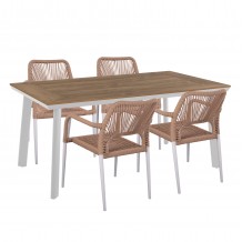 ΣΕΤ ΤΡΑΠΕΖΑΡΙΑΣ 5ΤΜΧ TABER HM10824 01 ΑΛΟΥΜΙΝΙΟ ΛΕΥΚΟ--POLYWOOD--P E ΣΧΟΙΝΙ ΜΠΕΖ c545567