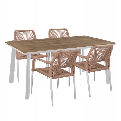 ΣΕΤ ΤΡΑΠΕΖΑΡΙΑΣ 5ΤΜΧ TABER HM10824 01 ΑΛΟΥΜΙΝΙΟ ΛΕΥΚΟ--POLYWOOD--P E ΣΧΟΙΝΙ ΜΠΕΖ c545567