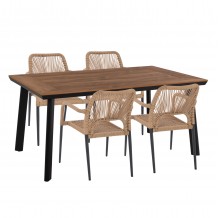 ΣΕΤ ΤΡΑΠΕΖΑΡΙΑΣ 5ΤΜΧ TABER HM10824 02 ΑΛΟΥΜ ΣΚΟΥΡΟ ΓΚΡΙ--POLYWOOD--P E ΣΧΟΙΝΙ ΜΠΕΖ c545568