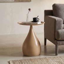 Βοηθητικό τραπέζι Samino pakoworld μέταλλο cappuccino Φ39x42εκ c545600