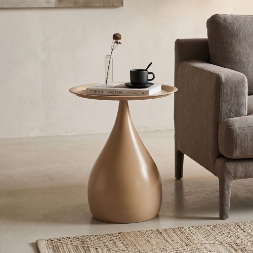Βοηθητικό τραπέζι Samino pakoworld μέταλλο cappuccino Φ39x42εκ c545600