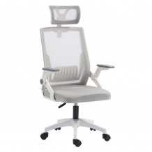 ΚΑΡΕΚΛΑ ΓΡΑΦΕΙΟΥ MATRON HM1226 02 ΛΕΥΚΟ PP--ΑΝΟΙΧΤΟ ΓΚΡΙ MESH 47x47x128Υεκ c545629