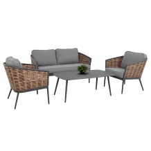 ΣΕΤ ΣΑΛΟΝΙ 4ΤΜΧ CASSIAN HM6552 01 ΑΛΟΥΜΙΝΙΟ ΜΑΞΙΛΑΡΙΑ ΓΚΡΙ-ΜΠΕΖ P E RATTAN c545640