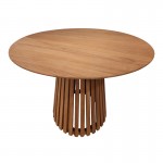 Τραπέζι Kenda I pakoworld mindi ξύλο σε φυσική απόχρωση Φ150x75εκ c545707