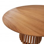 Τραπέζι Kenda I pakoworld mindi ξύλο σε φυσική απόχρωση Φ150x75εκ c545707
