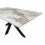 Τραπέζι Bethan pakoworld sintered stone-μέταλλο λευκό μαρμάρου-μαύρο 180x90x75εκ c545749