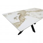 Τραπέζι Bethan pakoworld sintered stone-μέταλλο λευκό μαρμάρου-μαύρο 180x90x75εκ c545749