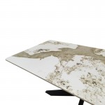 Τραπέζι Bethan pakoworld sintered stone-μέταλλο λευκό μαρμάρου-μαύρο 160x80x75εκ c545750