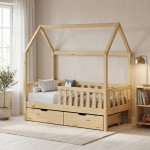 Παιδικό κρεβάτι Bendina τ Montessori με 2 συρτάρια pakoworld ξύλο πεύκου σε φυσικη αποχρωση 90x190εκ c545764