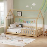 Παιδικό κρεβάτι Bambie με κιγκλίδωμα τ Montessori pakoworld ξύλο πεύκου σε φυσική απόχρωση 90x190εκ c545767