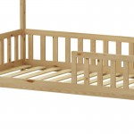 Παιδικό κρεβάτι Bambie με κιγκλίδωμα τ Montessori pakoworld ξύλο πεύκου σε φυσική απόχρωση 90x190εκ c545767
