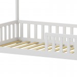 Παιδικό κρεβάτι Bambie με κιγκλίδωμα τ Montessori pakoworld ξύλο πεύκου λευκό 90x190εκ c545768
