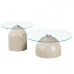 Τραπέζια σαλονιού Barel pakoworld σετ 2τεμ μέταλλο cappuccino- clear glass c545777