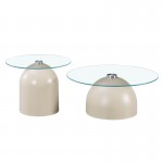 Τραπέζια σαλονιού Barel pakoworld σετ 2τεμ μέταλλο cappuccino- clear glass c545777