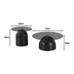 Τραπέζια σαλονιού Barel pakoworld σετ 2τεμ μέταλλο cappuccino- clear glass c545777