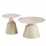Τραπέζια σαλονιού Sculpt pakoworld σετ 2τεμ μέταλλο cappuccino- sintered stone σε όψης τραβερτίνης c545782