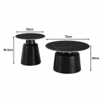 Τραπέζια σαλονιού Sculpt pakoworld σετ 2τεμ μέταλλο cappuccino- sintered stone σε όψης τραβερτίνης c545782