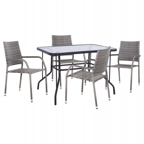 ΣΕΤ ΤΡΑΠΕΖΑΡΙΑΣ 5ΤΜΧ ΕΞ ΧΩΡΟΥ ADAM HM10873 02 ΜΕΤΑΛΛΟ WICKER ΣΕ ΓΚΡΙ c545792