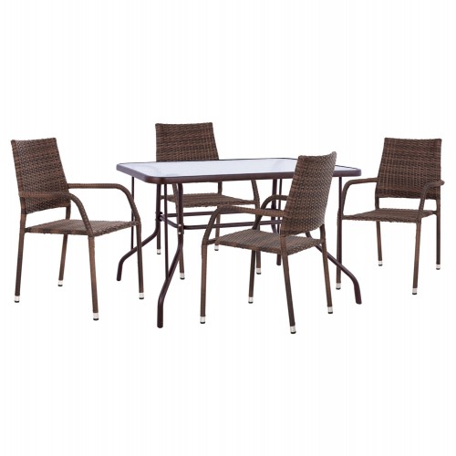 ΣΕΤ ΤΡΑΠΕΖΑΡΙΑΣ 5ΤΜΧ ΕΞ ΧΩΡΟΥ ADAM HM10873 01 ΜΕΤΑΛΛΟ WICKER ΣΕ ΚΑΦΕ c545793