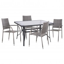 ΣΕΤ ΤΡΑΠΕΖΑΡΙΑΣ 5ΤΜΧ ΕΞ ΧΩΡΟΥ BRUNO HM10874 02 ΜΕΤΑΛΛΟ WICKER ΣΕ ΓΚΡΙ c545794