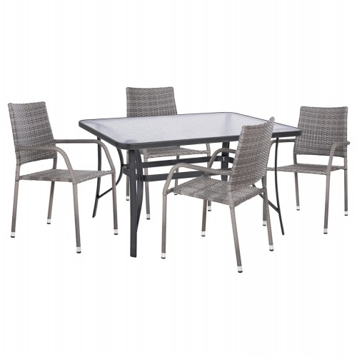 ΣΕΤ ΤΡΑΠΕΖΑΡΙΑΣ 5ΤΜΧ ΕΞ ΧΩΡΟΥ BRUNO HM10874 02 ΜΕΤΑΛΛΟ WICKER ΣΕ ΓΚΡΙ c545794