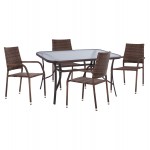 ΣΕΤ ΤΡΑΠΕΖΑΡΙΑΣ 5ΤΜΧ ΕΞ ΧΩΡΟΥ BRUNO HM10874 01 ΜΕΤΑΛΛΟ WICKER ΣΕ ΚΑΦΕ c545795