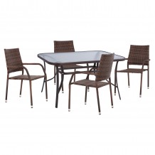 ΣΕΤ ΤΡΑΠΕΖΑΡΙΑΣ 5ΤΜΧ ΕΞ ΧΩΡΟΥ BRUNO HM10874 01 ΜΕΤΑΛΛΟ WICKER ΣΕ ΚΑΦΕ c545795