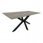Τραπέζι Bethan pakoworld sonoma με γκρι mdf και μαύρο μέταλλο 180x90x75εκ c545846