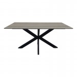 Τραπέζι Bethan pakoworld sonoma με γκρι mdf και μαύρο μέταλλο 180x90x75εκ c545846