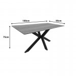 Τραπέζι Bethan pakoworld sonoma με γκρι mdf και μαύρο μέταλλο 180x90x75εκ c545846