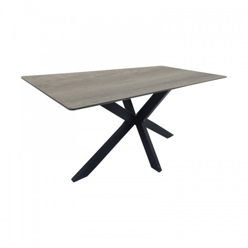 Τραπέζι Bethan pakoworld sonoma με γκρι mdf και μαύρο μέταλλο 160x80x75εκ c545849