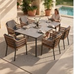 ΣΕΤ ΤΡΑΠΕΖΑΡΙΑΣ 7ΤΜΧ STAD HM10863 01 ΓΚΡΙ ΑΛΟΥΜΙΝΙΟ-SINTERED STONE TOP-OLEFIN c546325