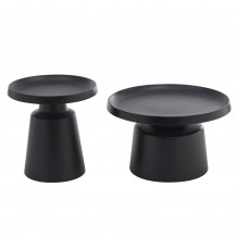 MOUSSE COFFEE TABLE SET 2ΤΕΜ ΜΑΥΡΟ ΜΑΤ 70x70x50cm c546356