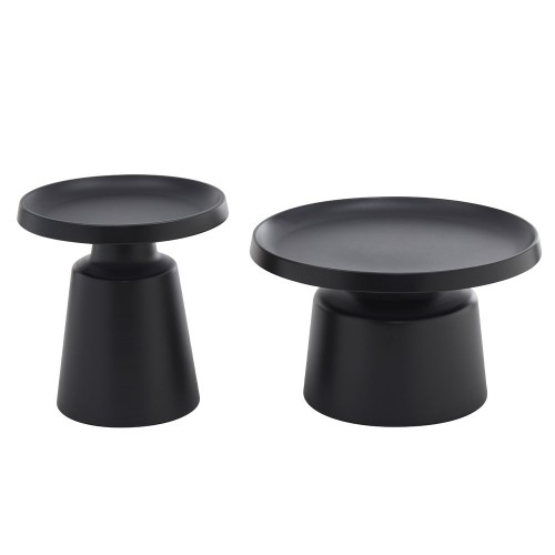 MOUSSE COFFEE TABLE SET 2ΤΕΜ ΜΑΥΡΟ ΜΑΤ 70x70x50cm c546356